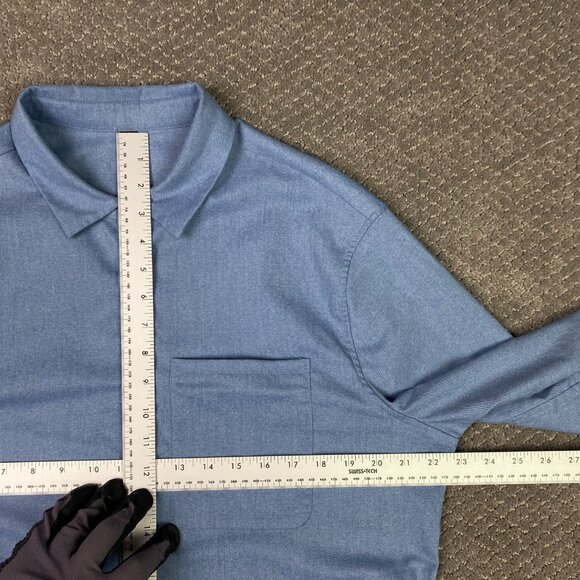 Lululemon Button Up Shirt Men's Large Slim Blue Commission Button Down Front - Picture 6 of 11